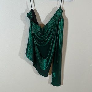 NWT woman’s M anthropology, current air asymmetrical, blouse, top, green shimmer